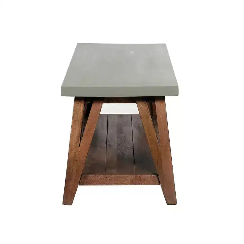 Coffee Table Concrete Coated Top and Wood Light