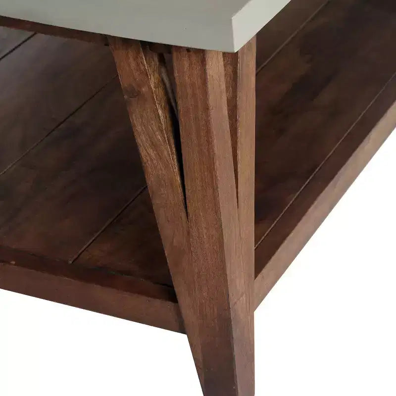 Coffee Table Concrete Coated Top and Wood Light