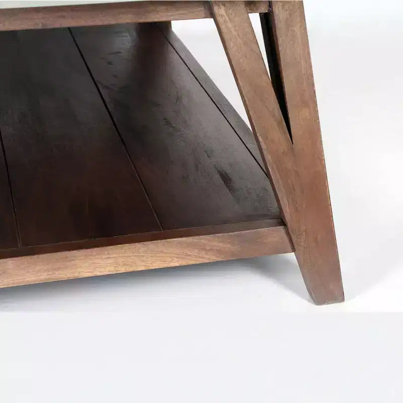 Coffee Table Concrete Coated Top and Wood Light