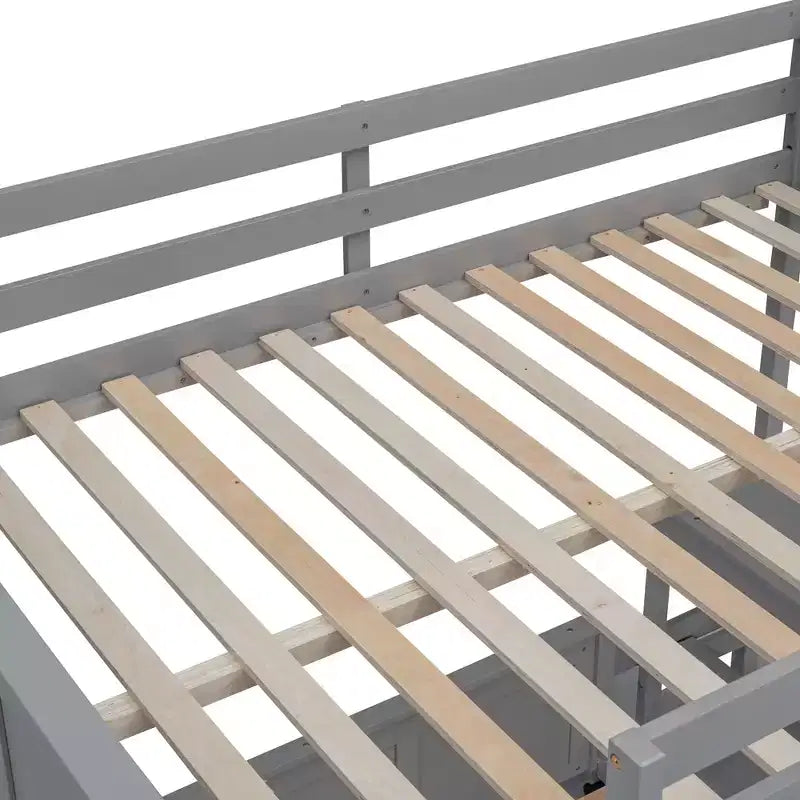 Full Over Full/ Twin Over Full Wood Bunk Bed with Desk and Ladder