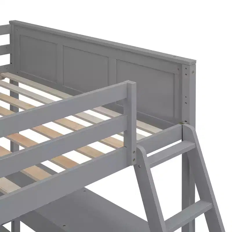 Full Over Full/ Twin Over Full Wood Bunk Bed with Desk and Ladder