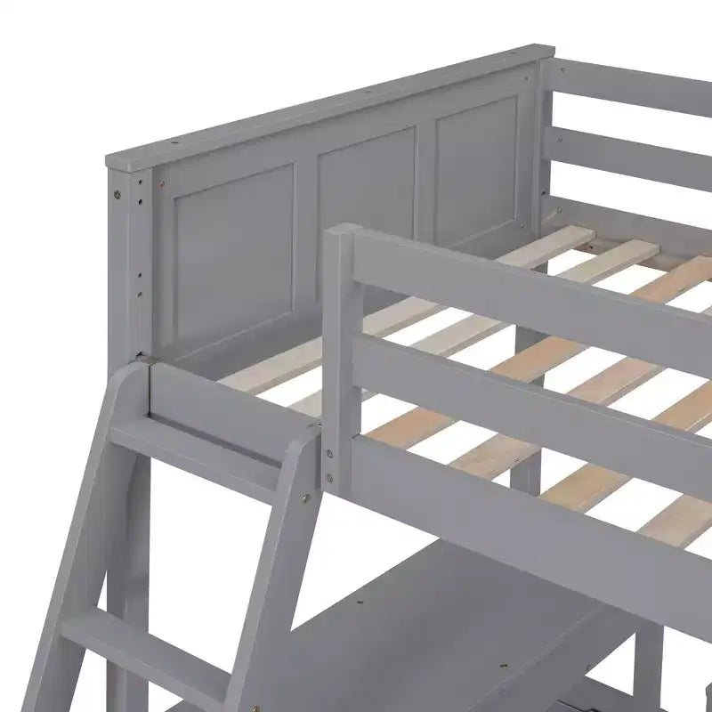Full Over Full/ Twin Over Full Wood Bunk Bed with Desk and Ladder