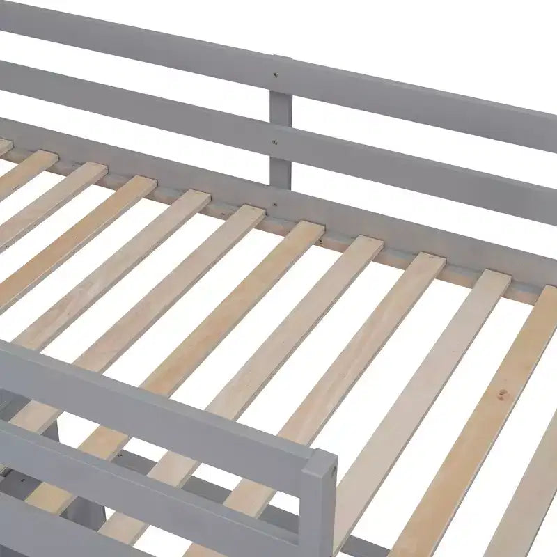 Full Over Full/ Twin Over Full Wood Bunk Bed with Desk and Ladder