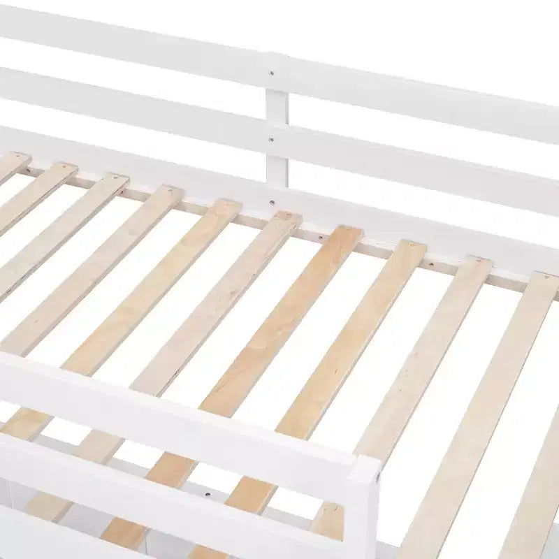 Full Over Full/ Twin Over Full Wood Bunk Bed with Desk and Ladder
