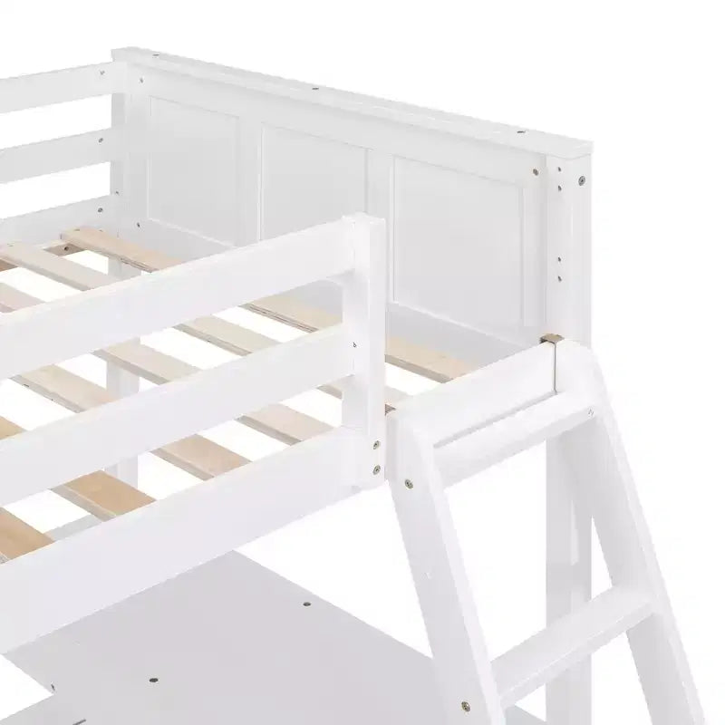Full Over Full/ Twin Over Full Wood Bunk Bed with Desk and Ladder