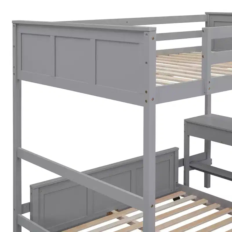Full Over Full/ Twin Over Full Wood Bunk Bed with Desk and Ladder