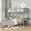Full Over Full/ Twin Over Full Wood Bunk Bed with Desk and Ladder