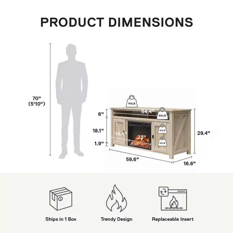 Electric Fireplace TV Console for TVs up to 60