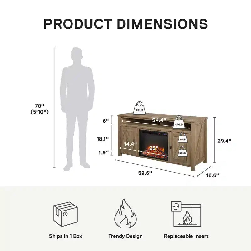 Electric Fireplace TV Console for TVs up to 60