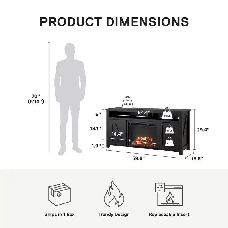 Electric Fireplace TV Console for TVs up to 60