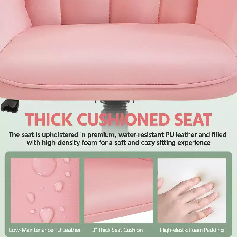Faux Leather Desk Chair with Padded Armrests