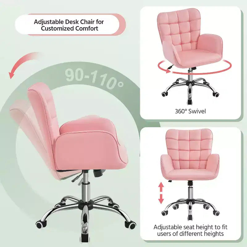 Faux Leather Desk Chair with Padded Armrests