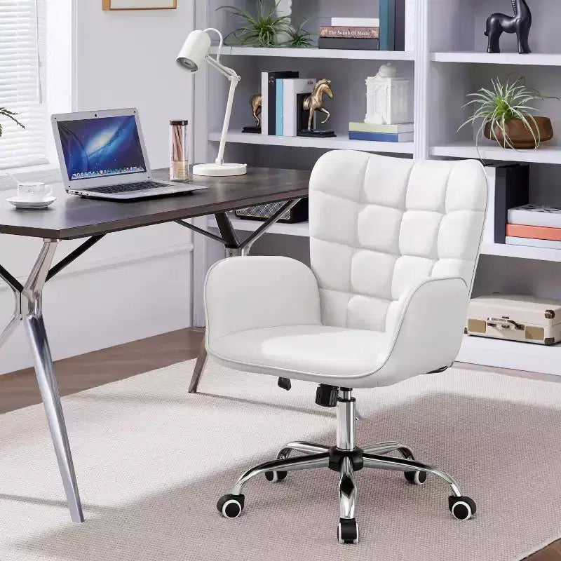 Faux Leather Desk Chair with Padded Armrests