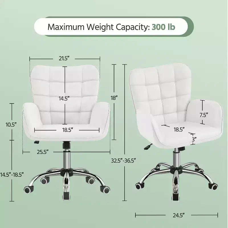 Faux Leather Desk Chair with Padded Armrests