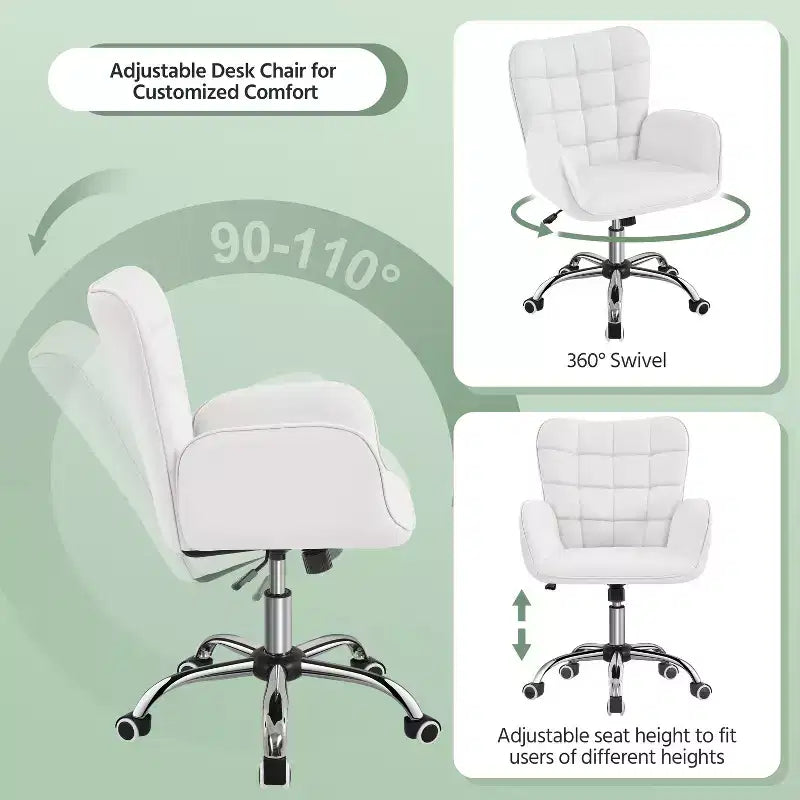 Faux Leather Desk Chair with Padded Armrests