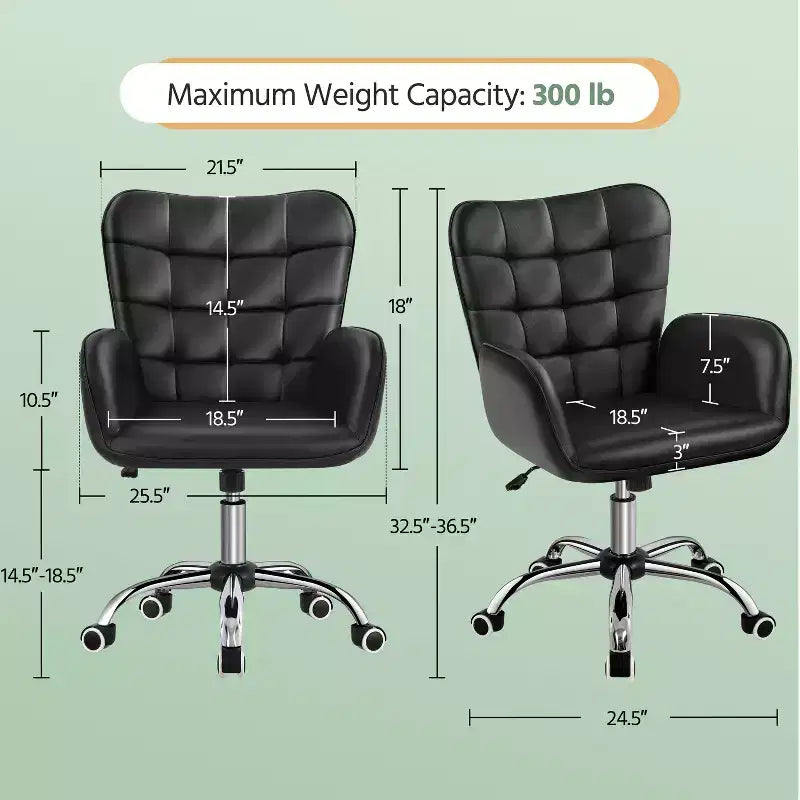 Faux Leather Desk Chair with Padded Armrests