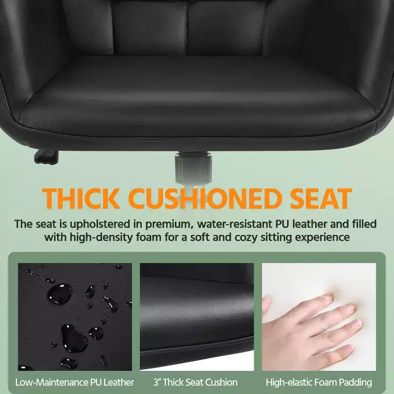 Faux Leather Desk Chair with Padded Armrests