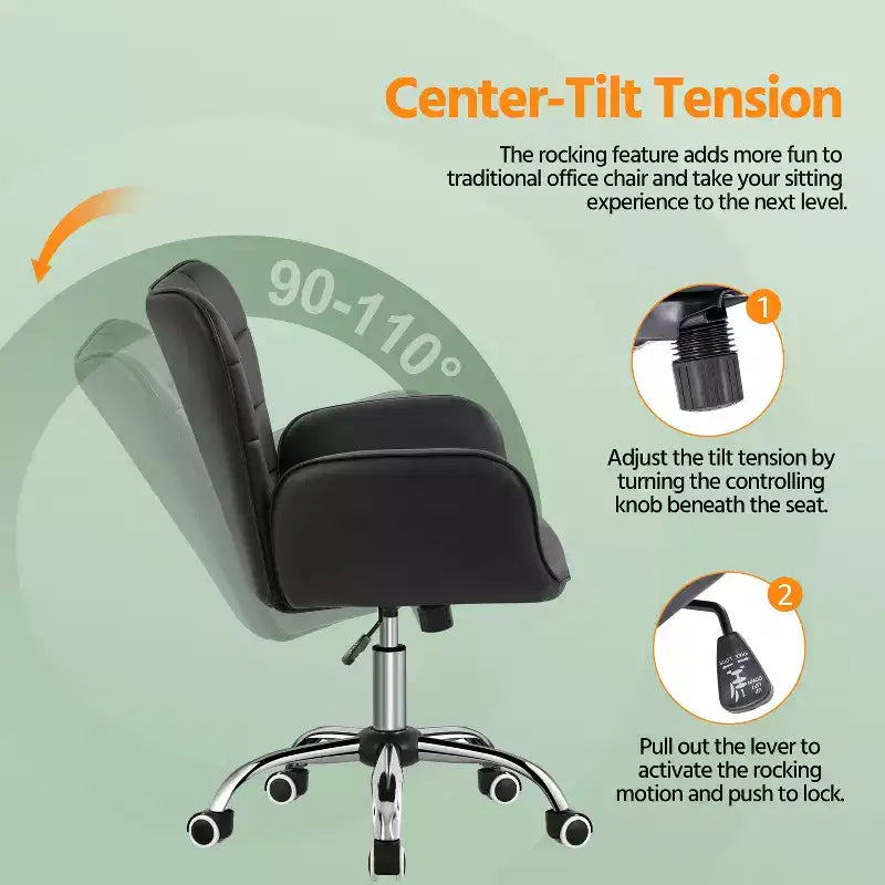 Faux Leather Desk Chair with Padded Armrests