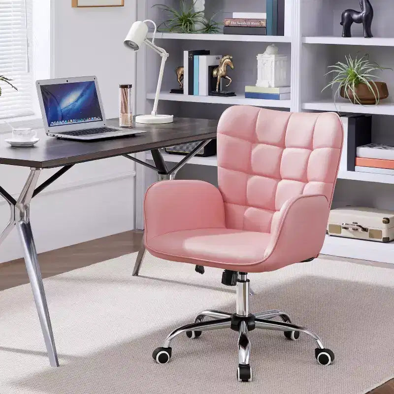 Faux Leather Desk Chair with Padded Armrests