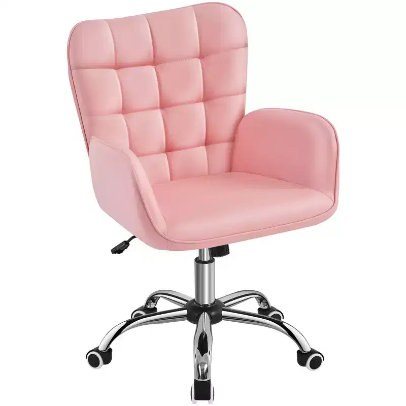 Faux Leather Desk Chair with Padded Armrests