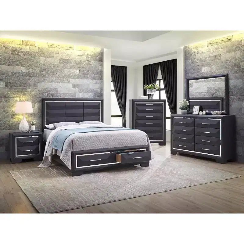 Liverpool Wood Frame Panel Bed with 2 Drawers