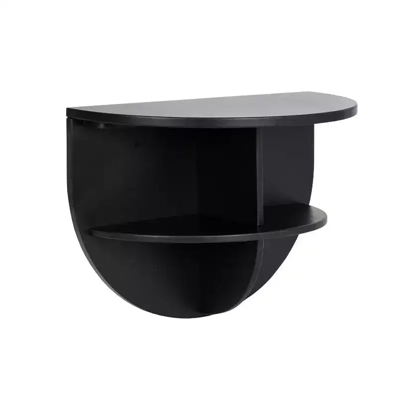 Kate and Laurel Jalla Half Circle Wood Floating Side Table, 18x14, Black