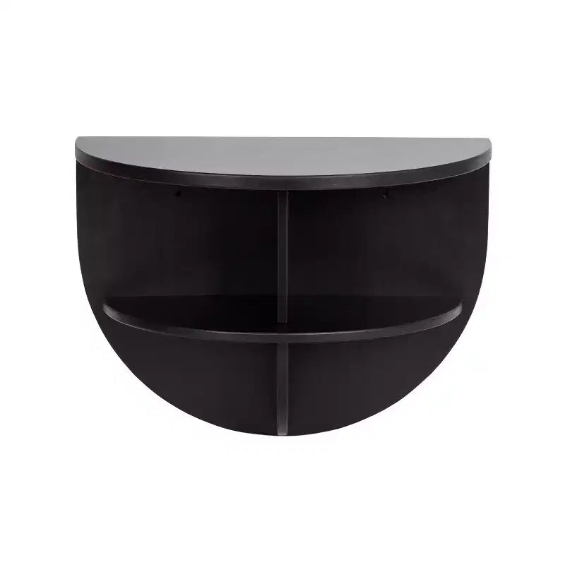 Jalla Half Circle Wood Floating Side Table, 18x14, Black