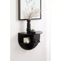 Jalla Half Circle Wood Floating Side Table, 18x14, Black