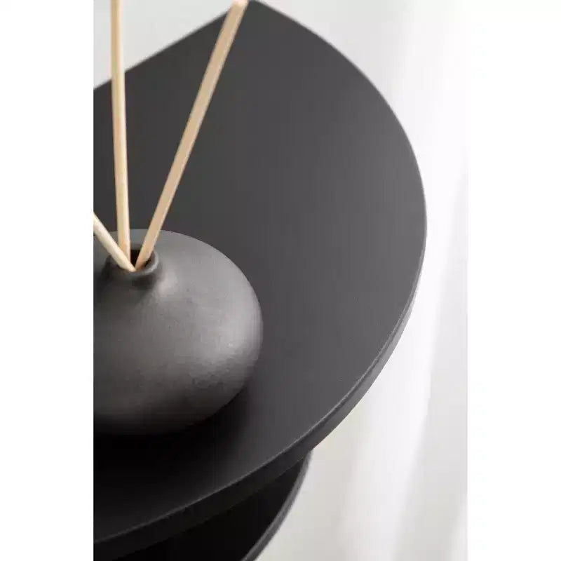 Jalla Half Circle Wood Floating Side Table, 18x14, Black