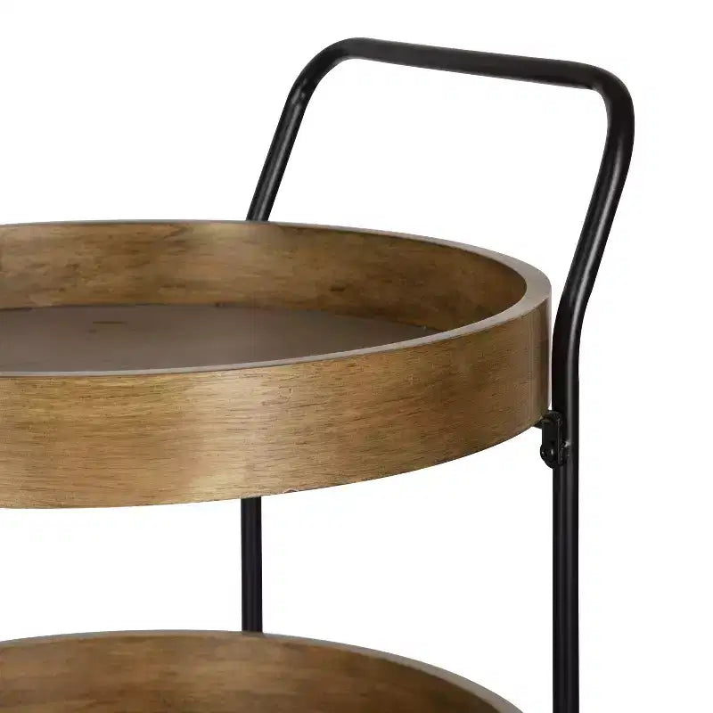 Lloyd Round Metal Bar Cart, 18x18x31.5, Rustic Brown and Black