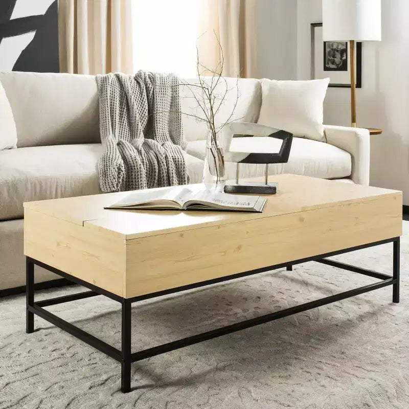 Lift-Top Coffee Table - Light Oak/Black