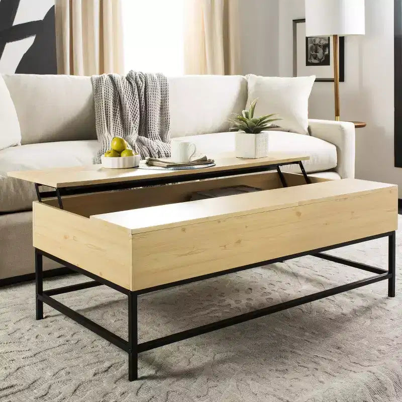 Lift-Top Coffee Table - Light Oak/Black