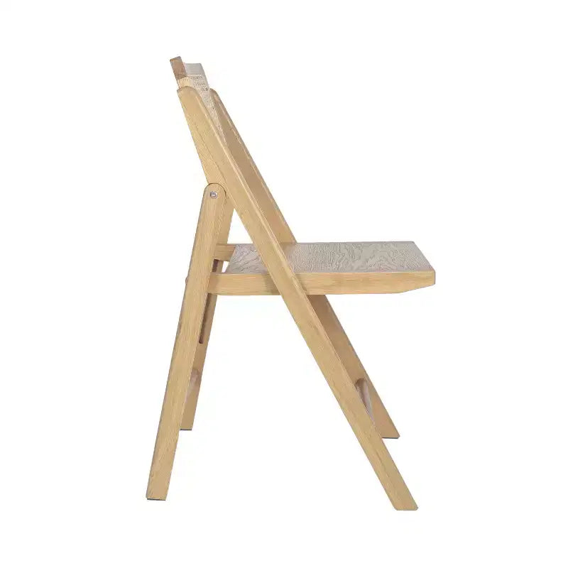 Set of 2 Cane Rattan Folding Chairs with Solid Wood Frames and Seats and Breathable Woven Rattan Backrest
