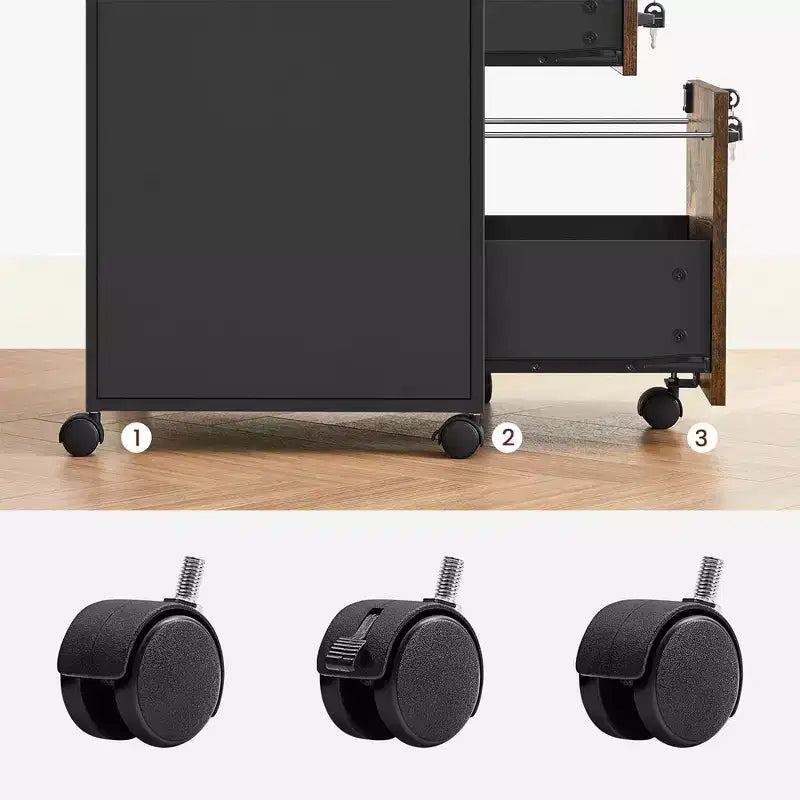 File Cabinet with Lock, Filing Cabinet with 2 Storage Drawers, for Hanging File Folders, Open Shelf