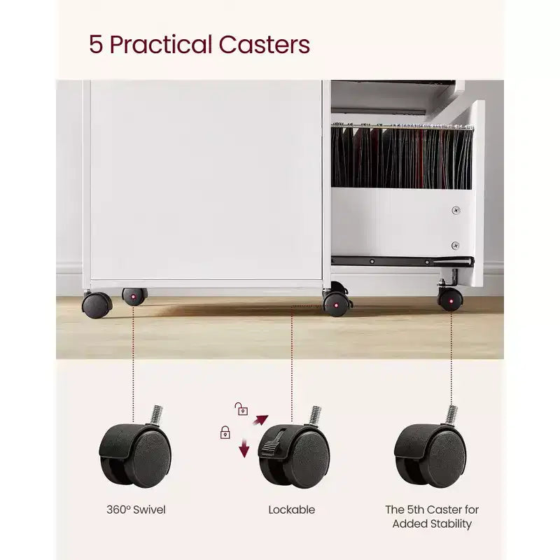 File Cabinet with Lock, Filing Cabinet with 2 Storage Drawers, for Hanging File Folders, Open Shelf