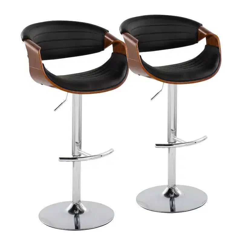 Set of 2  Adjustable Barstools with Footrest