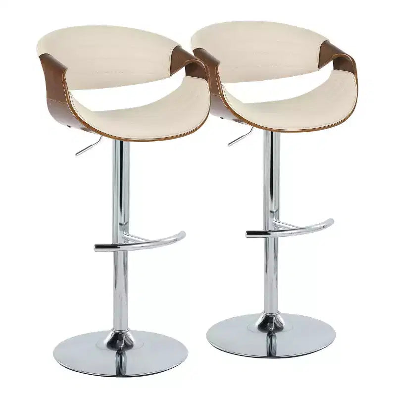 Set of 2  Adjustable Barstools with Footrest