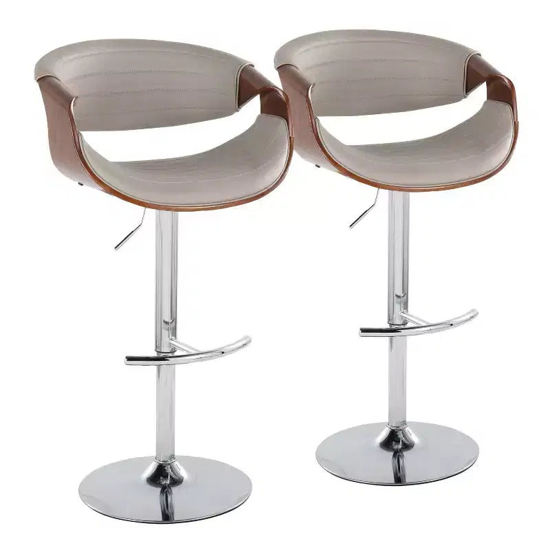 Set of 2  Adjustable Barstools with Footrest