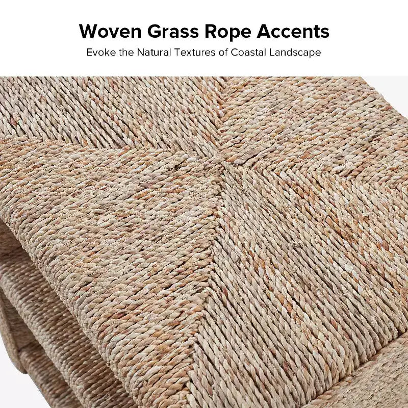 24 Coastal Style Grass Rope Side Table with Two Open Shelves|ART OF LIVING DESIGNS-NATURAL