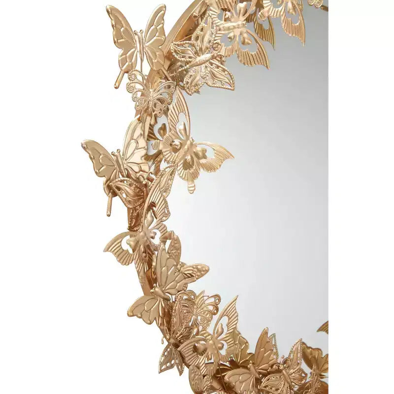 28x28 Metal Butterfly Round 3D Wall Mirror
