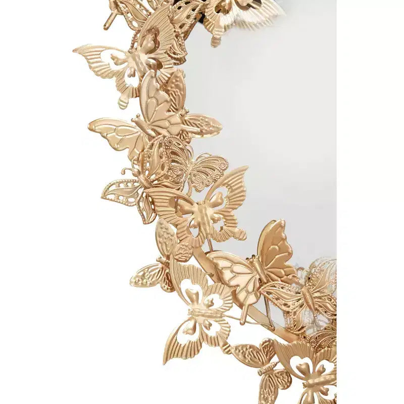 28x28 Metal Butterfly Round 3D Wall Mirror