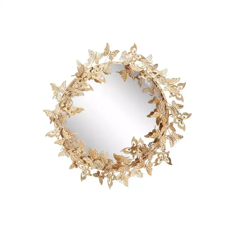 28x28 Metal Butterfly Round 3D Wall Mirror