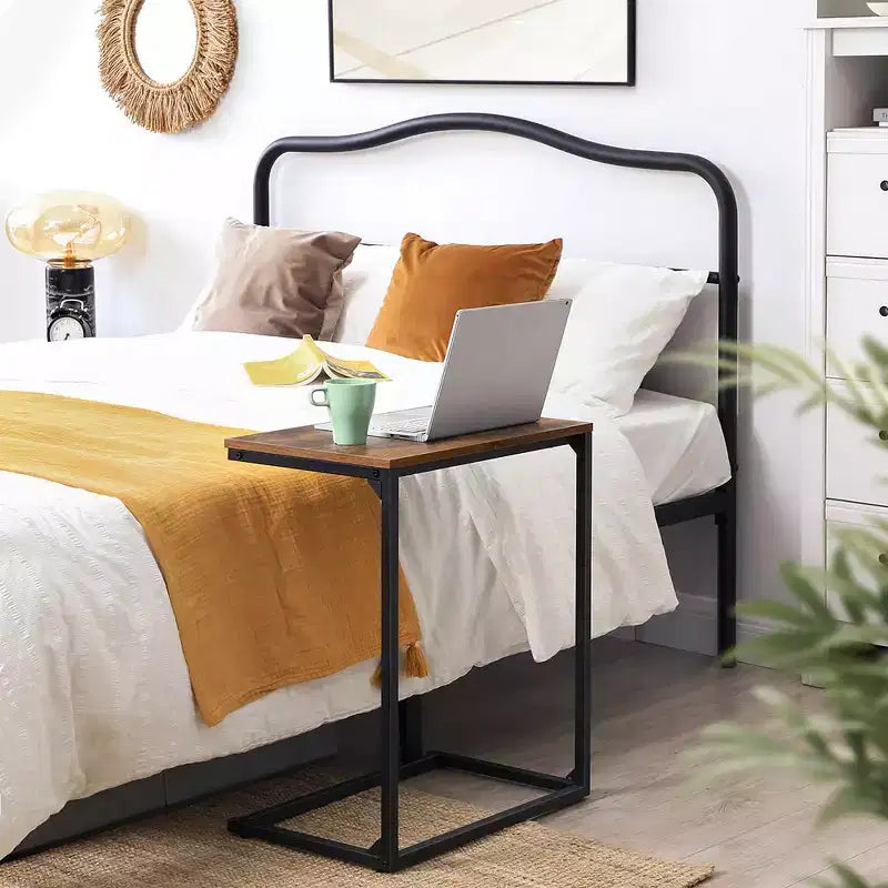 C Shape End Table, Small Coffee Table for Couch Or Sofa