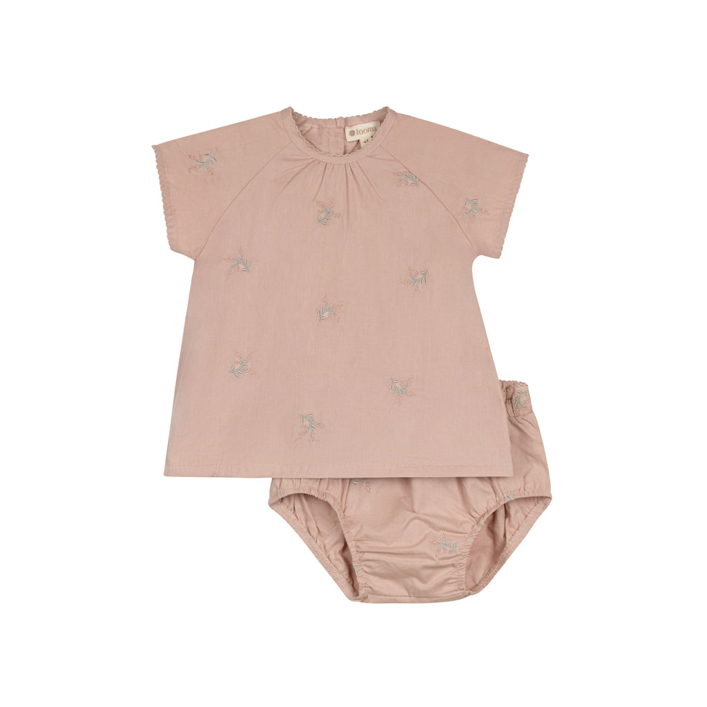 Girls Embroidered Floral 2 Piece Set – Pink