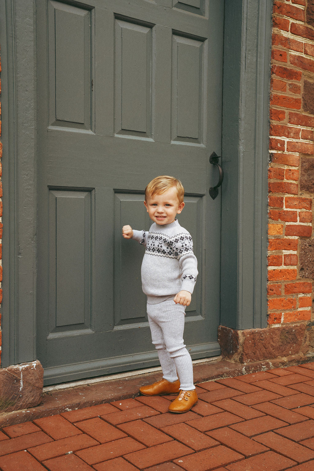 Boys/Girls Pullover Sweater – Grey / Blue